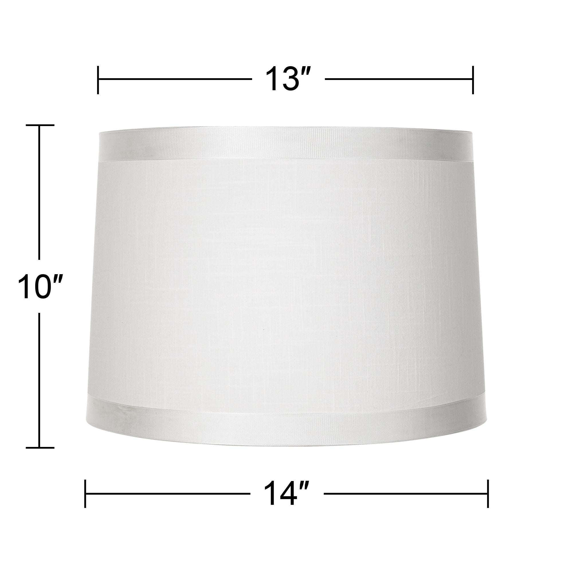 Springcrest Set of 2 White Fabric Medium Drum Lamp Shades 13" Top x 14" Bottom x 10" High (Spider) Replacement with Harp and Finial