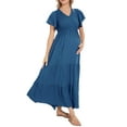 thumbnail image 5 of GXFC Women Maternity Dress Summer Short Sleeve Swing Dress A-line Maxi Dress for Pregnancy, 5 of 7