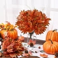 thumbnail image 5 of 2PCS Fall Leaves Stems Fake Fall Bushes Fake Silk Maple Leaves Branches Autumn Artificial Bushes Fall Floral Stems for Indoor Outdoor Table Centerpieces Christmas Thanksgiving Decor, 14.9in, 5 of 5
