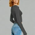 thumbnail image 4 of Lenpel Women's Mesh Crop Tops Long Sleeve Crew Neck Solid Color See Through Slim T Shirts Going out Blouses(Black,Small), 4 of 5