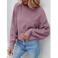 thumbnail image 2 of YOGAFOX Women Casual Oversized Cable Knit Long Sleeve Pullover Sweater Taro XL, 2 of 5