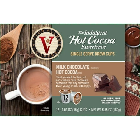 Victor Allen's Indulgent Hot Cocoa Experience Milk Chocolate K-Cup Cocoa Pods, 12