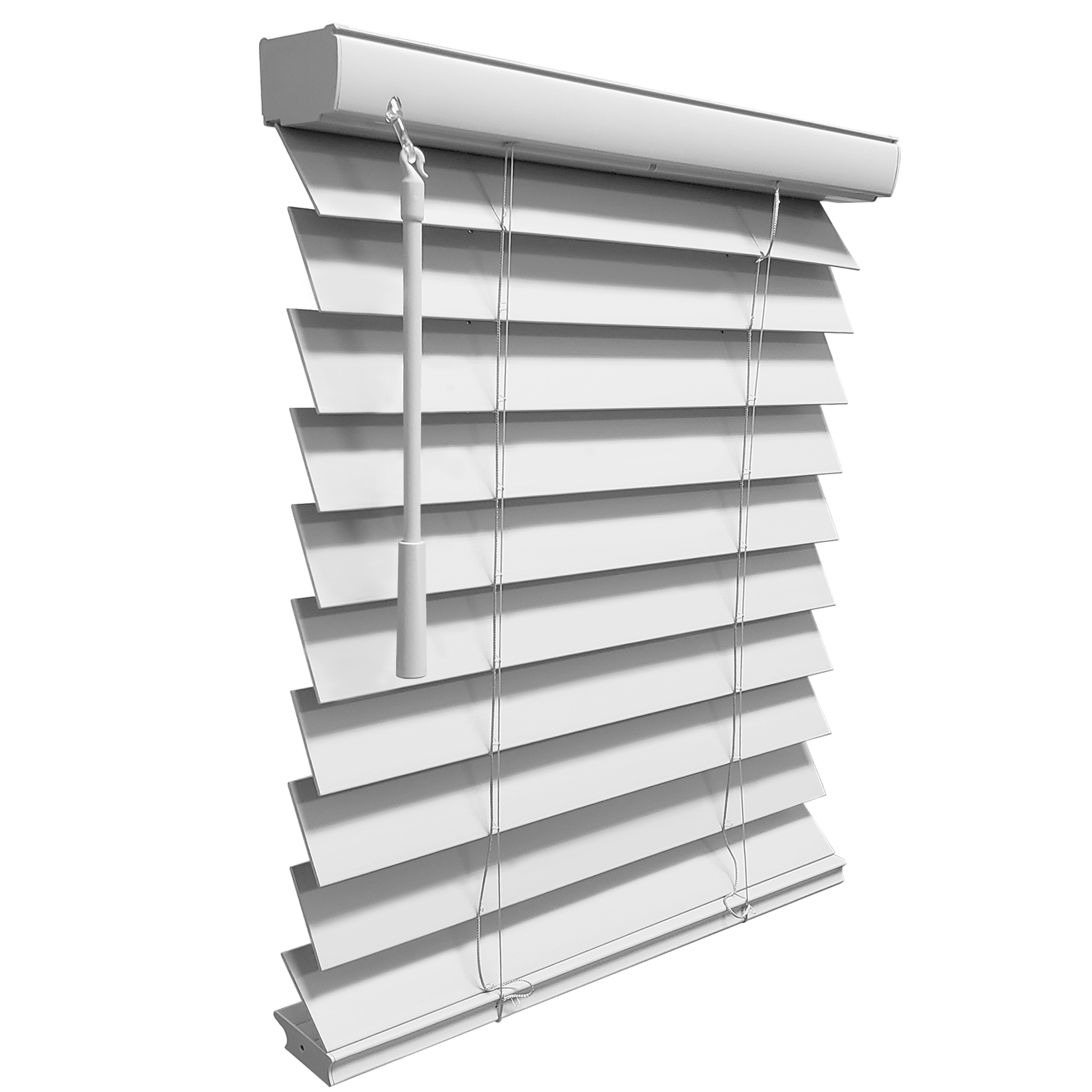 Luxe Cordless Faux Wood Blinds, Designer White