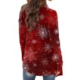 thumbnail image 5 of Women's Fashionable Loose-Fit Casual Cardigan with Christmas Print Mid-Length Coat for Holiday Outfits and Comfortable Wear,Deep Red,M, 5 of 6