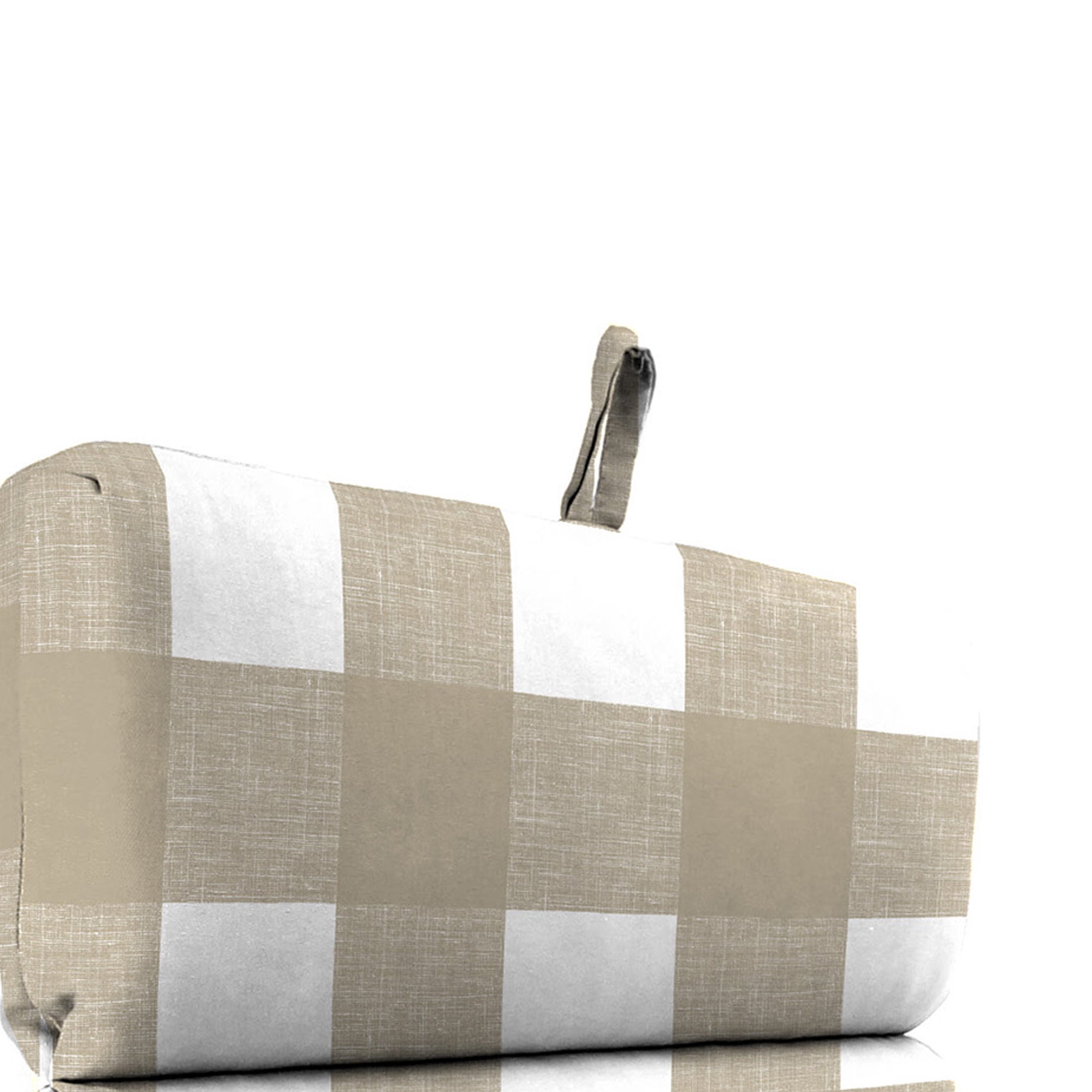Jordan Manufacturing 44" x 22" Earth Tan Buffalo Check Rectangular Outdoor Chair Cushion with Ties and Hanger Loop