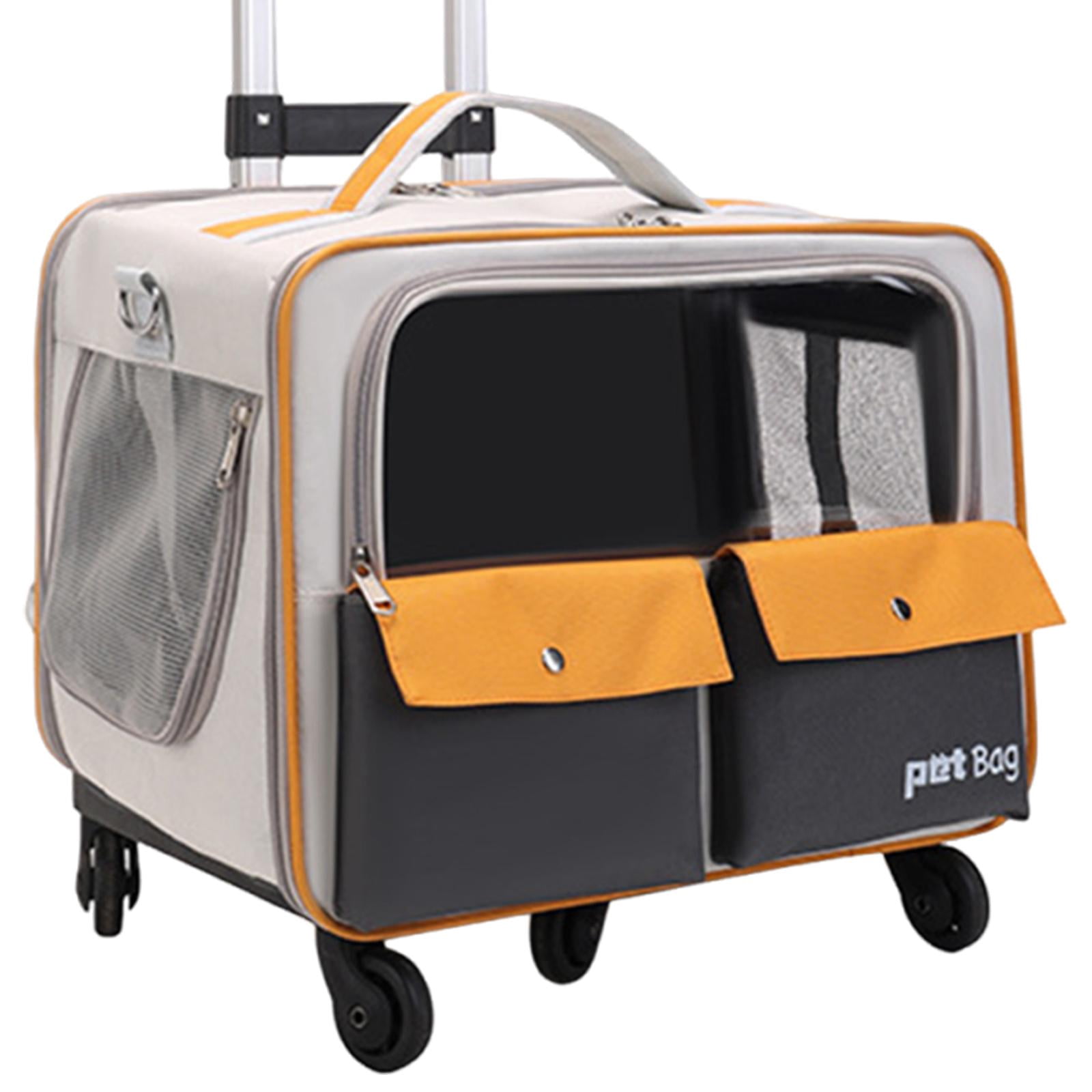 EHJRE Cat Trolley Bag Pet Carrier Portable Smooth Zipper Transparent Window Dog Backpack, Pet Travel Bag for Cats Puppy Kitten Dogs Yellow
