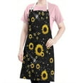 thumbnail image 5 of Black Yellow Star Sunflower Pattern Apron-Garden Aprons for Women with Pockets-Cotton Linen Waterproof Kitchen Cooking Gardening Aprons Adjustable for Kitchen,Cooking,BBQ and Salon 33x27 Inch, 5 of 7