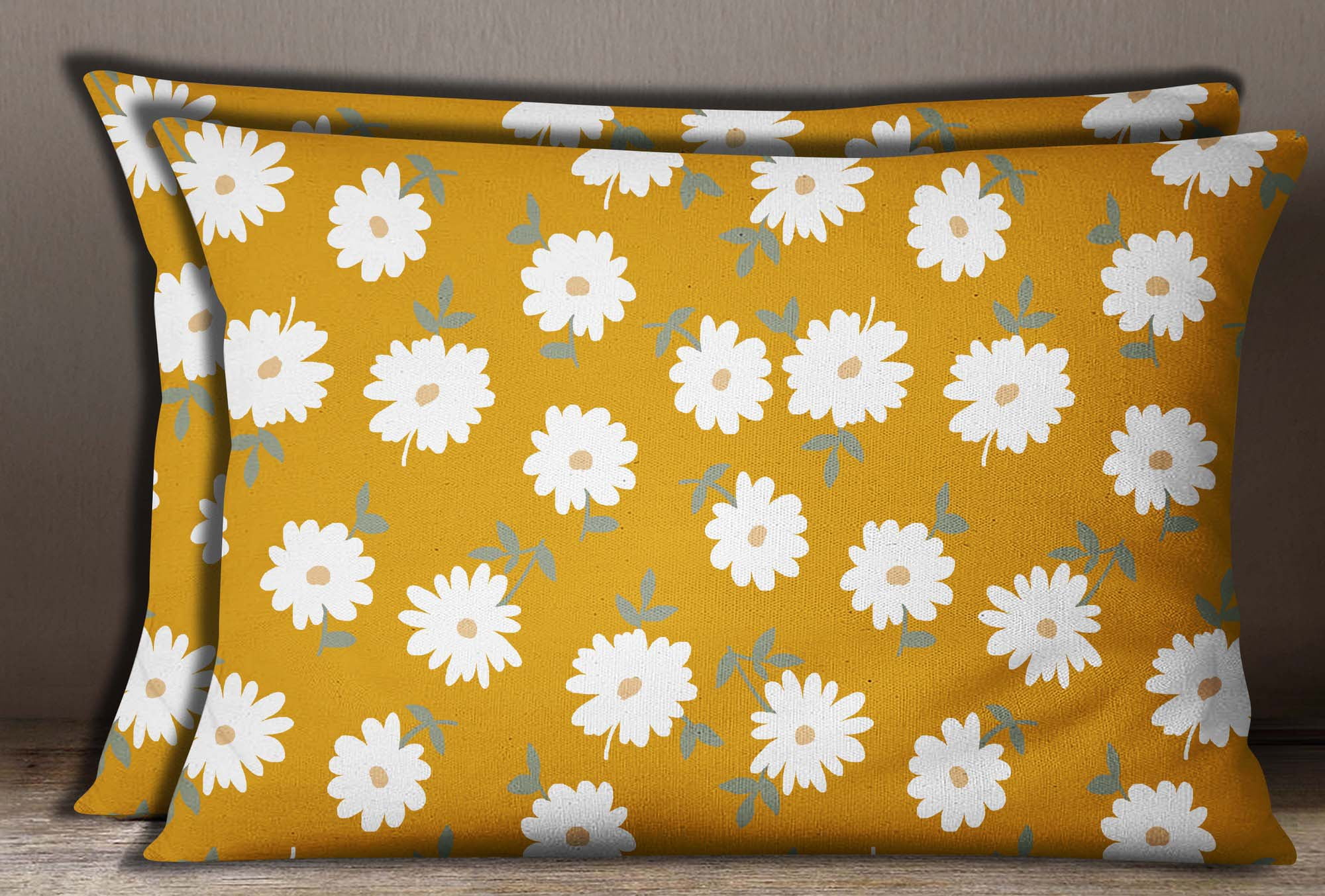 S4Sassy Army Floral Print Cotton Poplin Rectangle Pillow Sham 1 Pair 