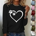 thumbnail image 4 of Womens Cute Long Sleeve Tops 2024 Fashion Crewneck Pullover Heart Dog Paw Pattern T-shirt Teen Girls Fall Winter Lounge Shirts, 4 of 5
