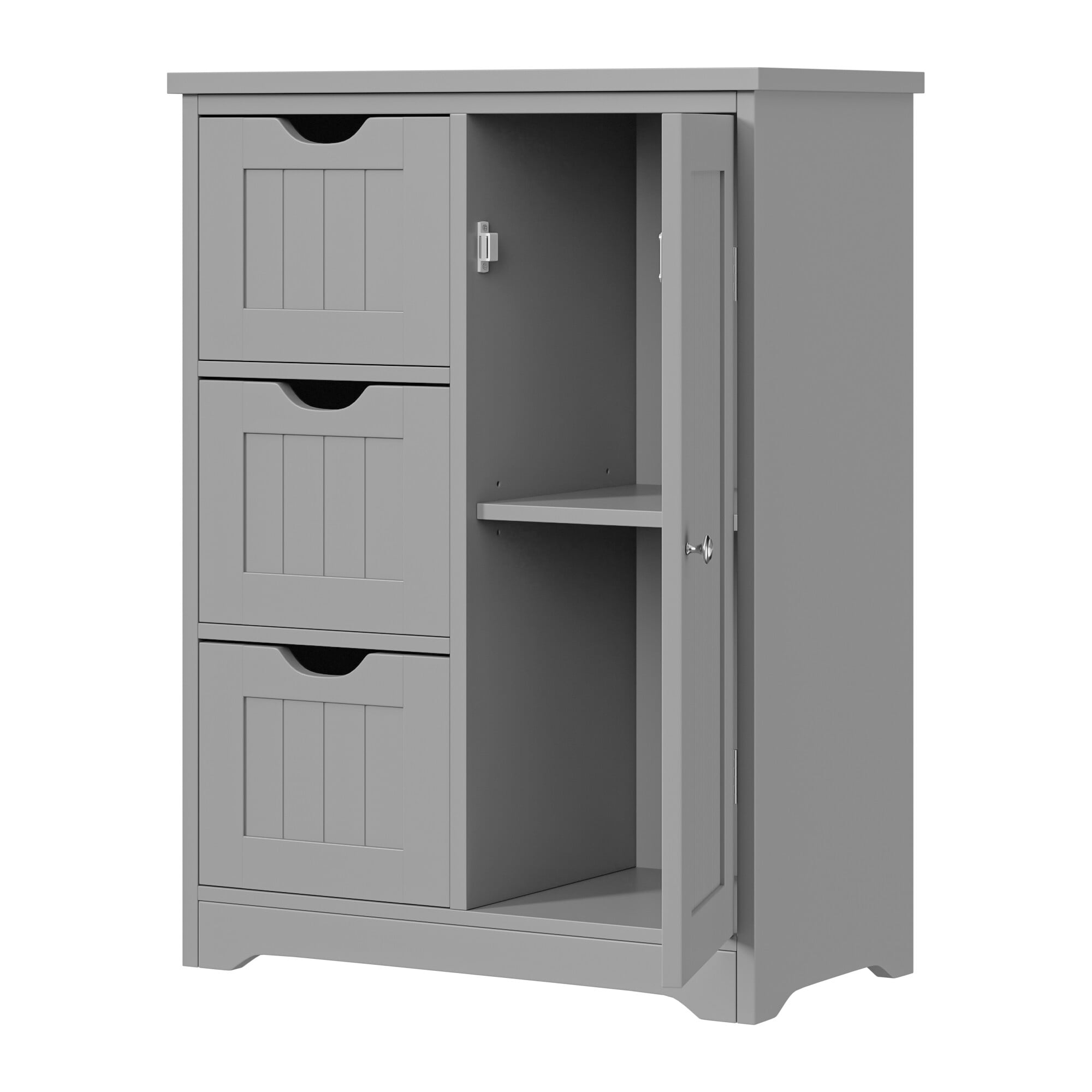 ZENSTYLE Bathroom Cabinet 3 Drawers Storage Organizer Floor Cupboard Home Decor Gray