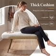 thumbnail image 5 of Dayalane 35.5" Mid-Century Modern Boucle Upholstered Bench, Tufted Ottoman Accent Bench with Solid Wood Trim, Bronze Metal Legs for Entryway, End of Bed, Beige, 5 of 13