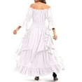 thumbnail image 4 of Homenesgenics Spring Dresses for Women 2026 Plus Size Trendy Women's Medieval Off-Shoulder Tunic Long Sleeve Dress White L, 4 of 6
