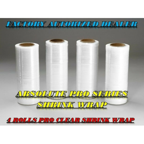 Four (4) Plastic Shrink Stretch Wrap 18" 1500SQ FEET DURABLE 80 Gauge