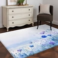 thumbnail image 5 of 4x6 Area Rugs, Blue Flower Non-Skid Rubber Backing Large Rectangle Rugs - Living Room Bedroom Home Office, Modern Pastoral Watercolor Oil Painting Indoor Floor Mat Carpets Washable Rug, 5 of 9