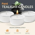 thumbnail image 3 of PAMI Unscented Tealight Candles Long-Lasting Paraffin Tea Lights Tea Candles, White 50-Pack, 3 of 7