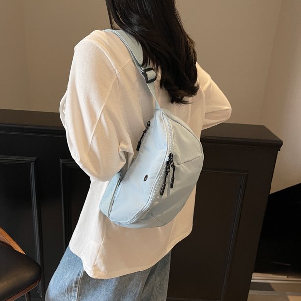 Bag Crossbody Canvas All-Match Shoulde Color sólido Trendy Commute Blue