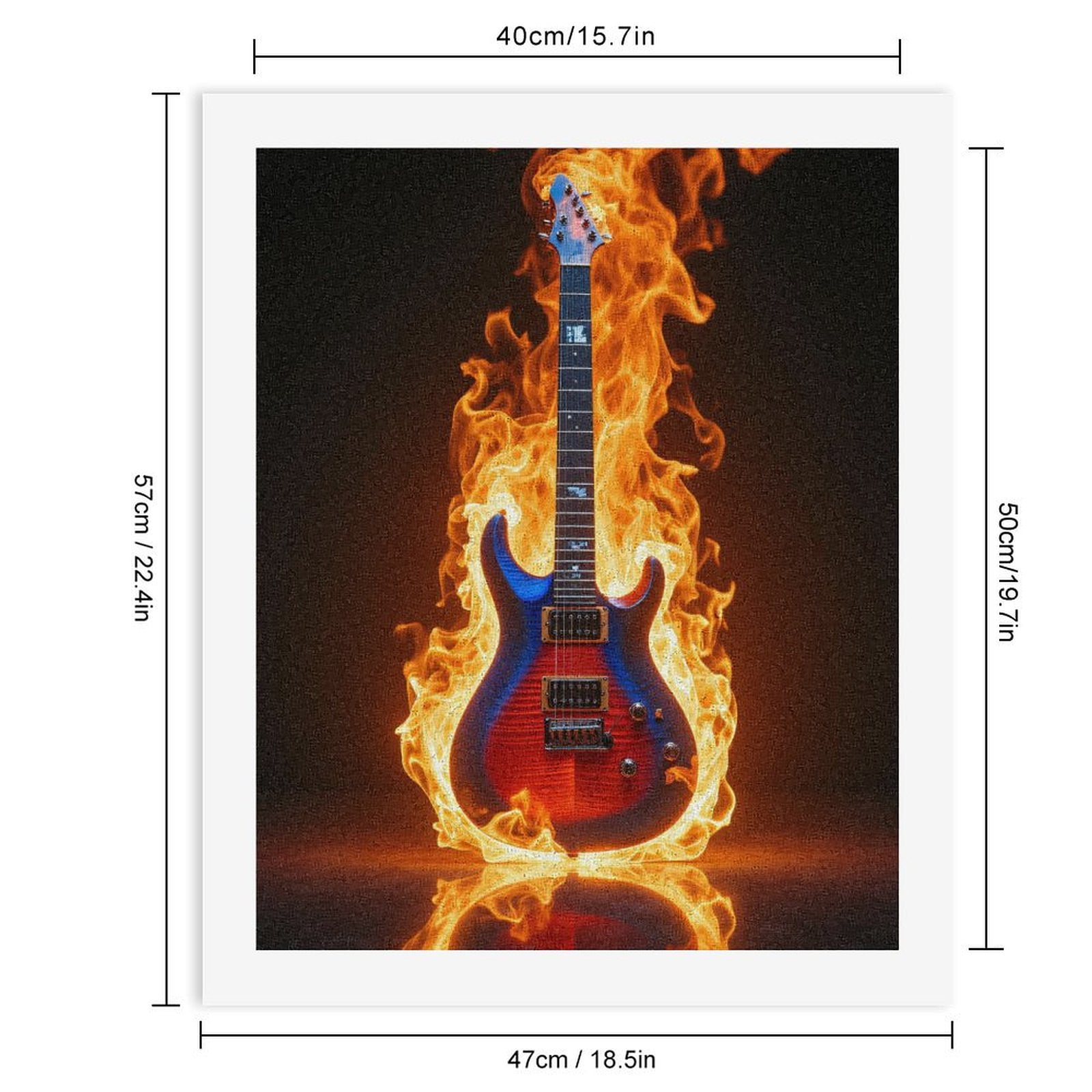 Paint By Numbers Kit for Adults Beginner - Fiery Guitar Burst DIY Canvas Painting Kits for Adults, Frameless Paint By Number for Adults for Home Wall Decor 16x20 Inch