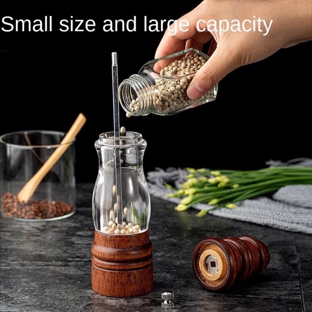 Home Wooden Salt Spice Container Pepper Mill Grinder Shaker Wood Color 8 Inch-Pack of 2
