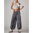 thumbnail image 3 of Lentta Parachute Pants for Women Elastic High Waist Full Twist Hiking Cargo Pants Trousers, 3 of 8