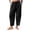 Black-womens capri pants, variant on Womens Linen Harem Pants Casual Loose Fit Wide Leg Cropped Pants Lightweight Drawstring Elastic Waist Pant with Pockets