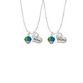 thumbnail image 2 of Delight Jewelry 12mm Faceted Hot Blue Glass Spinner Mother & Daughter Heart Necklaces (Set of 2), 19"+2", 2 of 4