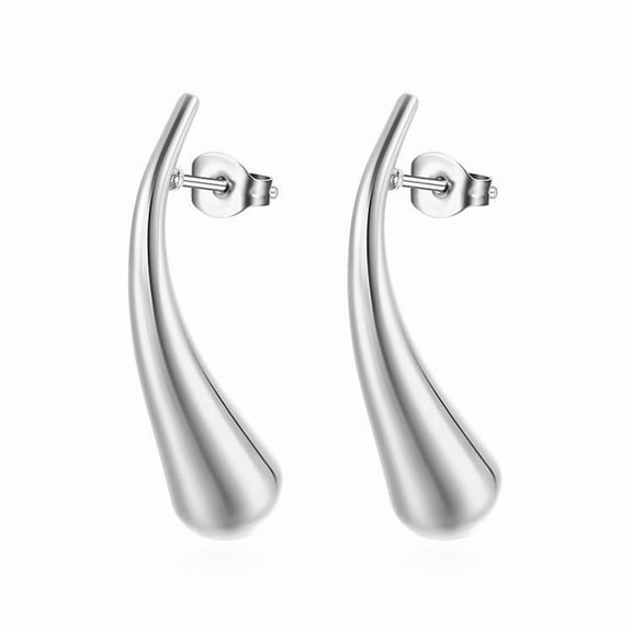 Silver Tone Teardrop Drop Earrings for Women Stainless Steel Dangle Earrings Butterfly Back Ginger Lyne