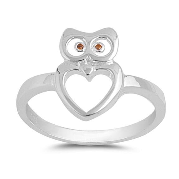 925 Sterling Silver Heart Of Owl Ring Size 4