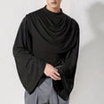 thumbnail image 5 of KHONTS Men's Draped Cowl Neck Tops Long Flare Sleeves Tees Solid Slim Fit T Shirts Black XL, 5 of 8