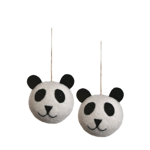 De Kulture Handmade Wool Felt Panda, Set of 2 Eco Friendly Needle Felted Ornament Stuffed Decorative Showpiece, 4X2.5X4 LWH inches