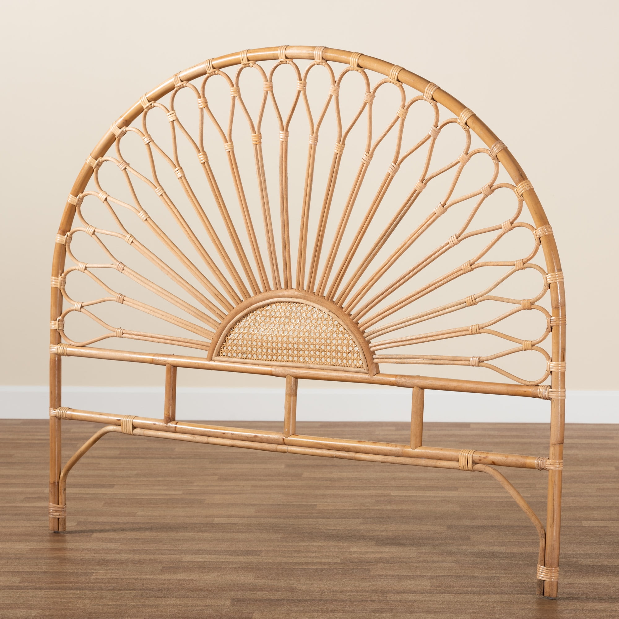 bali & pari Perenna Rattan BOHO Headboard, King Size, Natural Brown