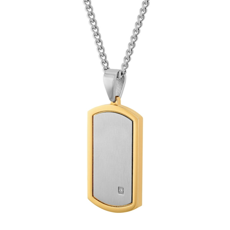 Mens Lab Grown Diamond Accent Two Tone Stainless Steel Pendant Necklace Bracelet Set Set of 3