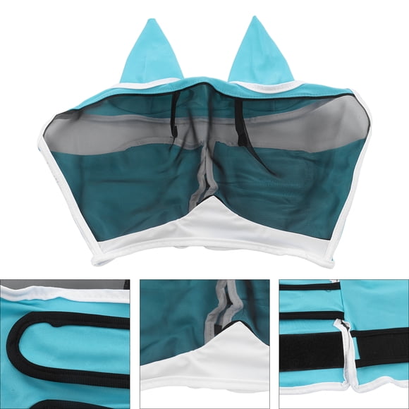 Fly Horse, Soft Elastic Horse Fly Easy To Wear Anti Comfortable Breathable For Ears Hook And , Large Blue