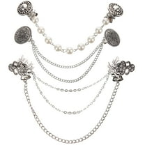 MUSEYA 4Pcs Retro Sweater Clips for Women Cardigan Chain Shirt Brooch Set