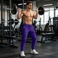 thumbnail image 2 of Havenx Mens Sweatpants Tapered Legs Drawstring Jogging Pants with Pockets Elastic Waist Open Bottom Sweatpants Loose Fit Soft Fall Winter Comfy Workout Pant,Purple 2XL, 2 of 4
