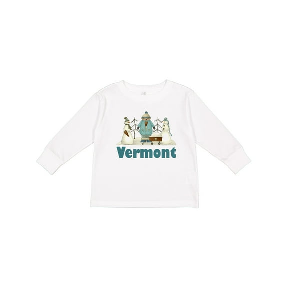 Inktastic Cute Vermont Snow Kids Boys or Girls Long Sleeve Toddler T-Shirt