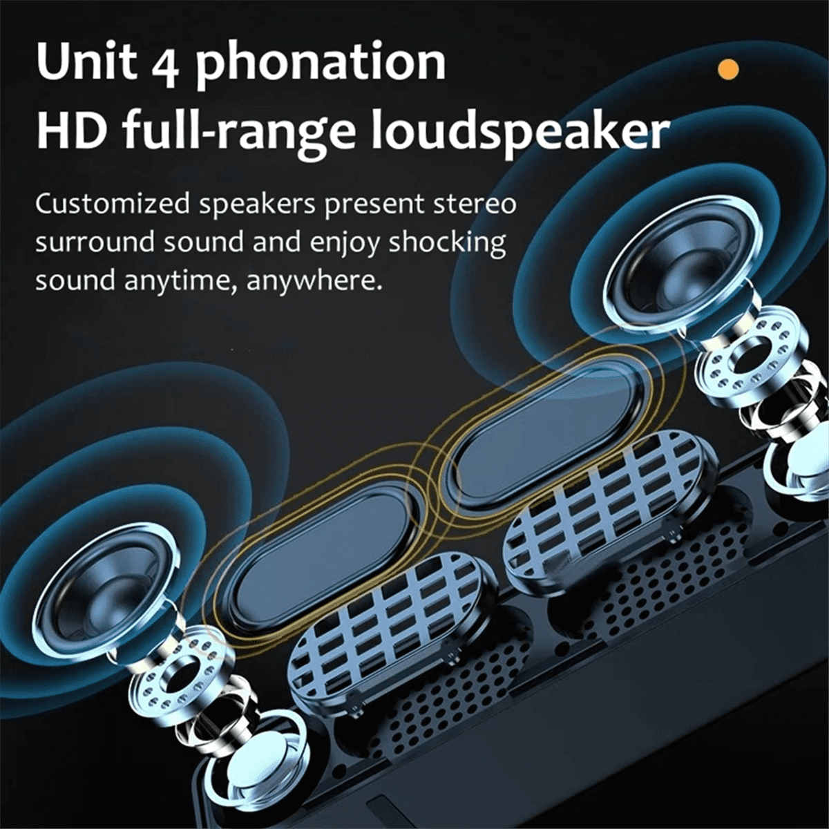 Portable Sound Bar Computer Speakers AUX Wired Wireless Bluetooth Speaker PC/TV Home Theater System 4D Stereo Surround-A,1 x Bluetooth Speaker 1 x USB Cable 1 x Audio Cable 1 x English manual,Black