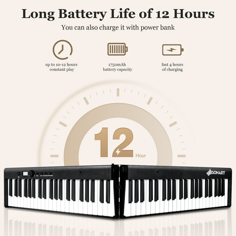 Sonart 88Key Folding Semi Weighted Piano Keyboard Full, 45 OFF
