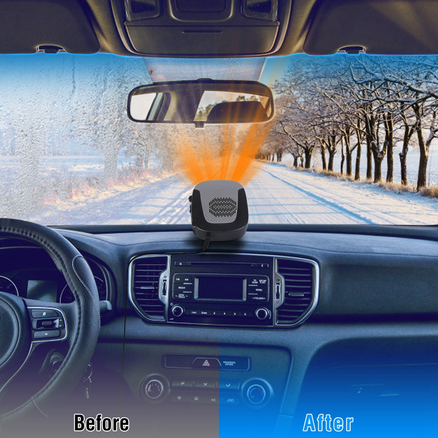 2 in 1 Portable Car Heater, 150W Car Auto Heating Fan Windshield Heater Automotive Cooling Fan, Black