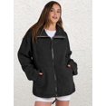 thumbnail image 5 of Osfvolr Womens Jacket Oversized Zip Up High Collar Long Sleeves Fuzzy Casual Winter Fall Coats with Pockets Black XL, 5 of 8