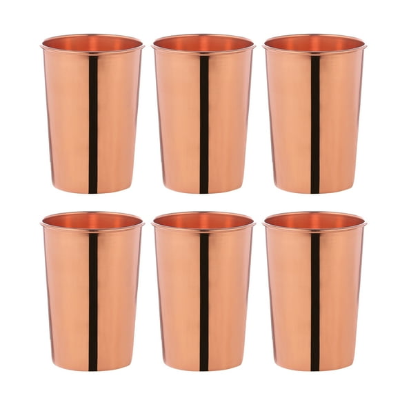 HealthGoodsIn - Ensemble de 6 Pure Copper Tumbler pour des Bienfaits de Santé Ayurvédiques - Capacité de 350 ml (11.8 US Fl Oz)