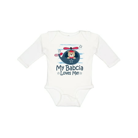

Inktastic My Babcia Loves Me Grandson Gift Baby Boy Long Sleeve Bodysuit