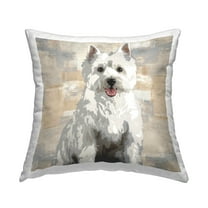 Stupell Industries Highland Terrier Dog Patchwork Pattern Contemporary Beige,18 x 7 x 18 Decorative Pillows