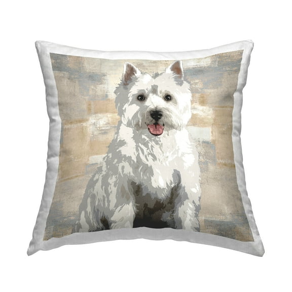 Stupell Industries Highland Terrier Dog Patchwork Pattern Contemporary Beige,18 x 7 x 18 Decorative Pillows
