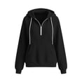 thumbnail image 3 of Hoodies for Women Sevevn Oversized Fashion Casual Solid Color Fleece Hooded Half-Zip Basic Fleece Hoodie Sweatshirt with Pockets Black M, 3 of 5