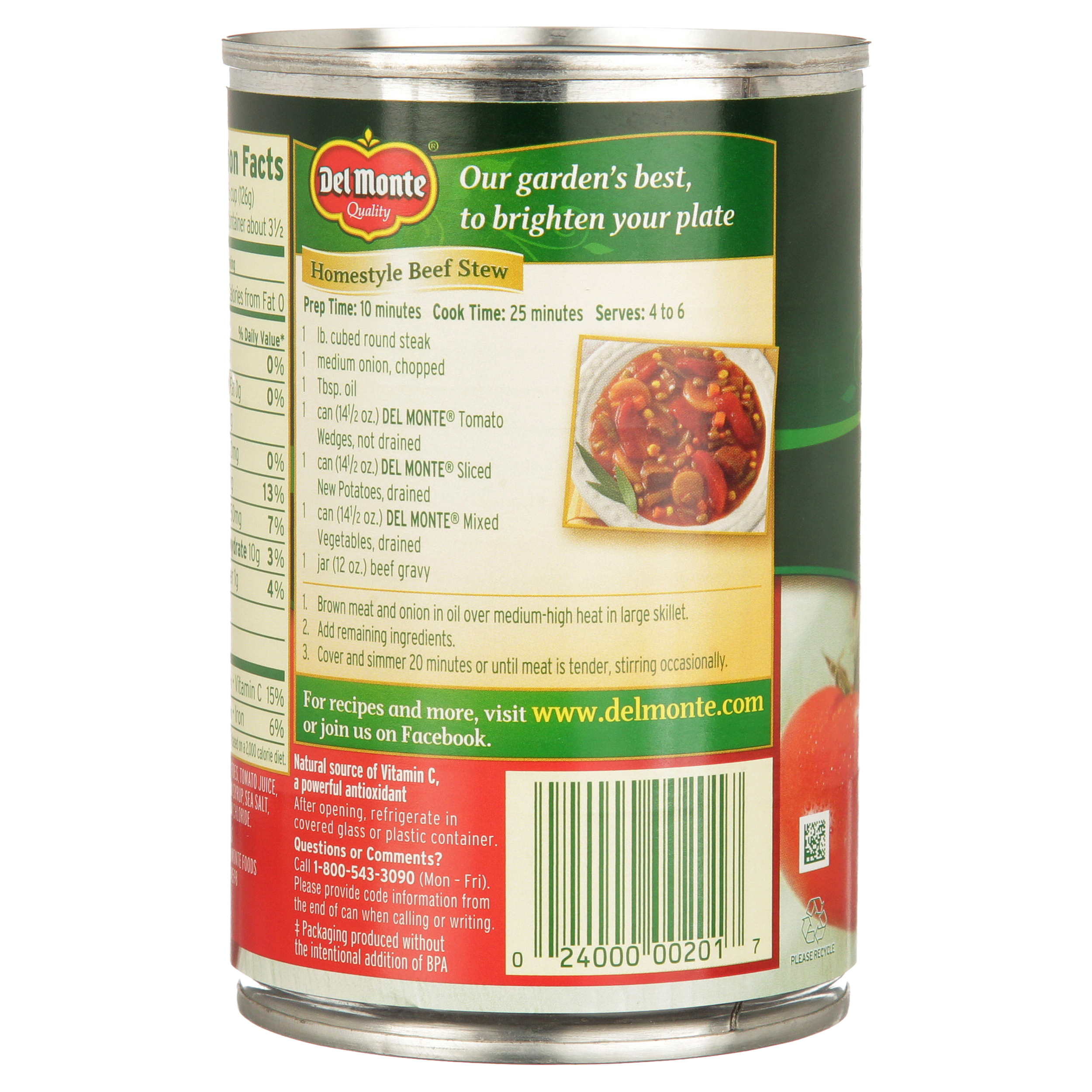 Del Monte Tomato Wedges, 14.5 oz Can