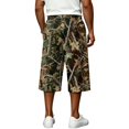 thumbnail image 6 of JoveMarine Men's Camo Drawstring Cargo Shorts - Plaid Work Shorts with Pockets, Knee-Length Loose Fit for Outdoor Daily,Army Green L, 6 of 6