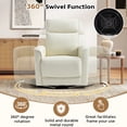 thumbnail image 2 of Bonzy Home 360° Swivel Rocker Recliner Chair, Manual PU Leather Reclining Chair with Side Pocket, Nursery Rocking Chair with Padded Armrest and Backrest for Living Room, Bedroom, Cream White, 2 of 8