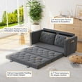 thumbnail image 6 of HNEBC Loveseat Sleeper Sofa, 63" W 81" L Full Size Futon Sofa Bed, 6.3" Thick Upholstery Pull Out Couch, Folding Couch Bed for Small Space, Convertible Floor Couch for Bedroom, Light Grey, 6 of 8