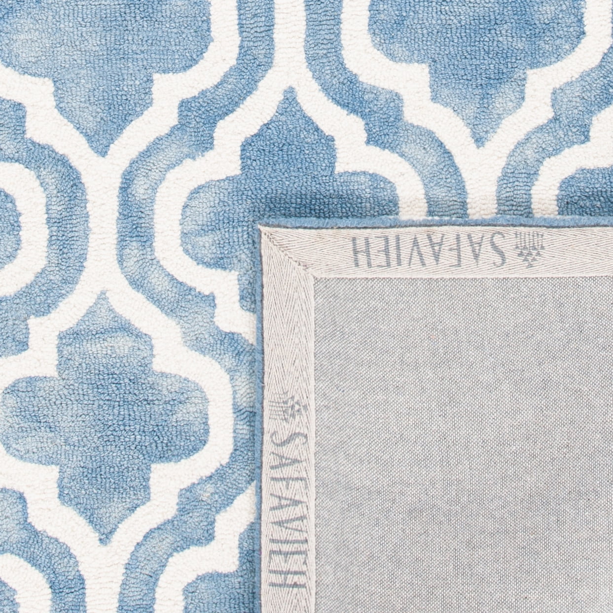Safavieh Dip Dye Jolyon Geometric Wool Area Rug, Blue/Ivory, 9' x 12'