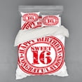 thumbnail image 2 of Ambesonne Vintage Bedding Set 3 Pcs, Rubber Stamp Greeting, Twin, Vermilion White, 2 of 3